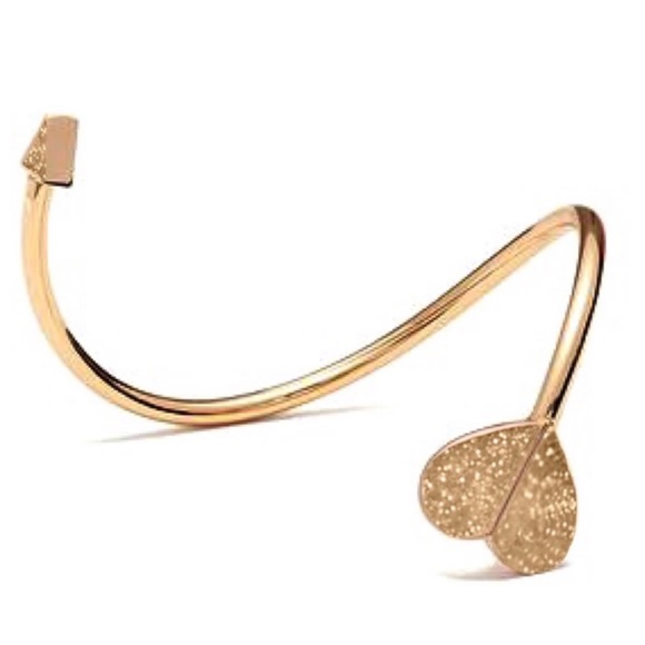 KATE SPADE • Rose Gold Heritage Heart Gold Glitter Flex Cuff Bracelet - Picture 4 of 7
